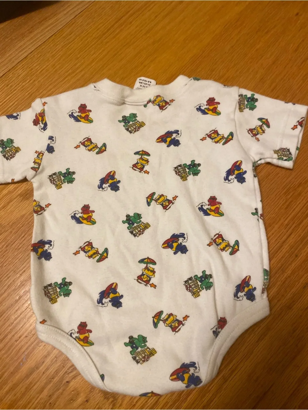 Vintage Carter's White Baby One-Piece Bodysuit with Colorful Beach Prints
